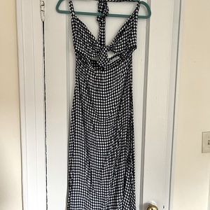 Reformation Black and White Gingham Midi Dress